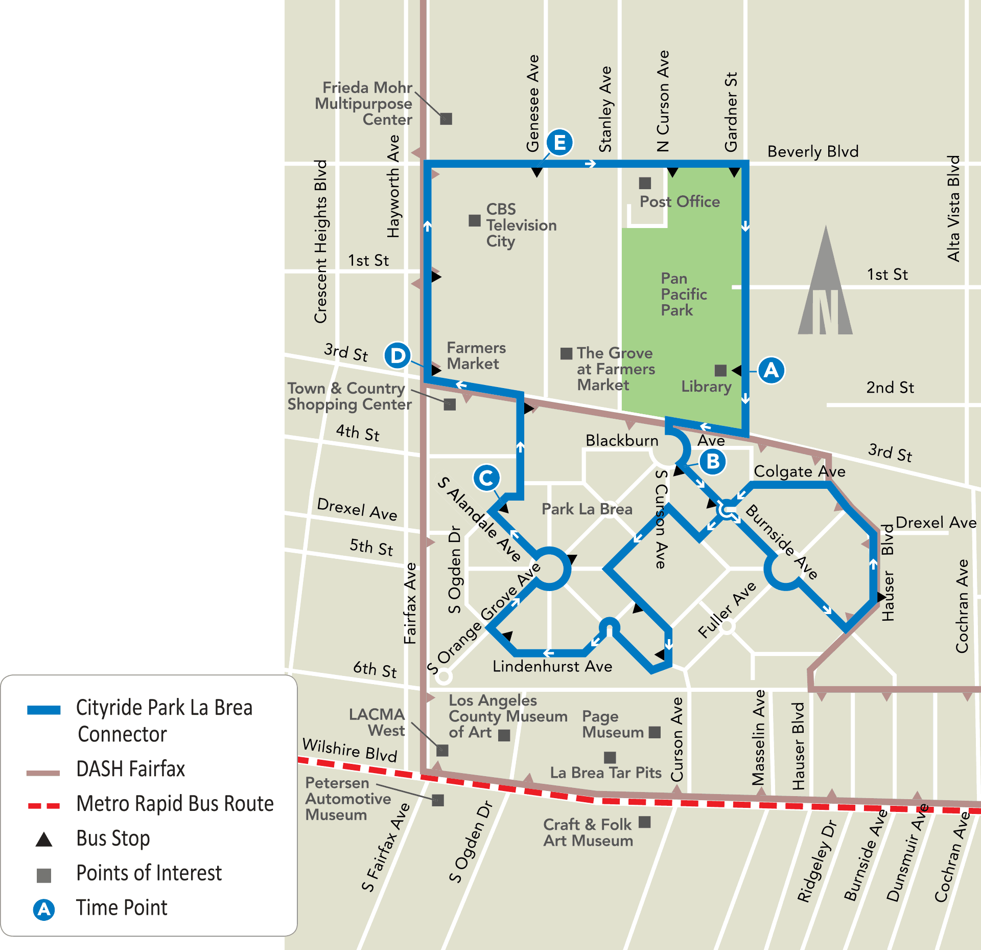Cityride Park La Brea Connector Map